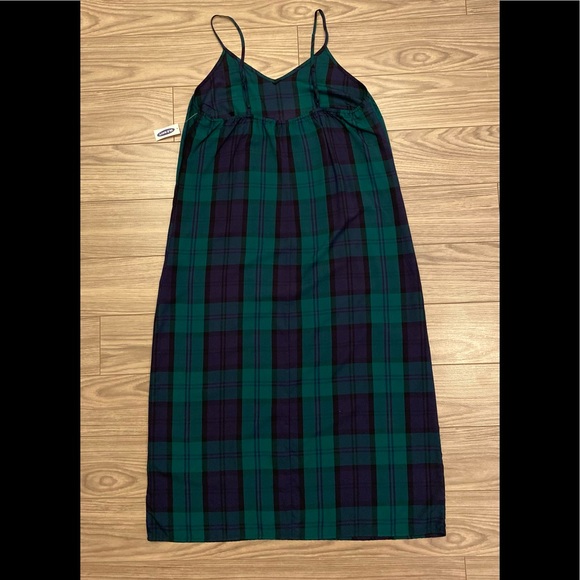 *NWT* Green plaid spaghetti strap dress Sz M - Picture 3 of 9